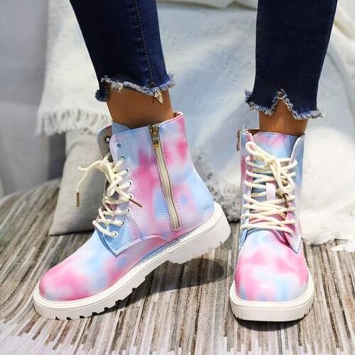 Womens Autumn Boots 2021 Colorful Colors PU Ladies Ankle Boot Autumn Winter Fashion Female Footwear British Style Casual Shoes