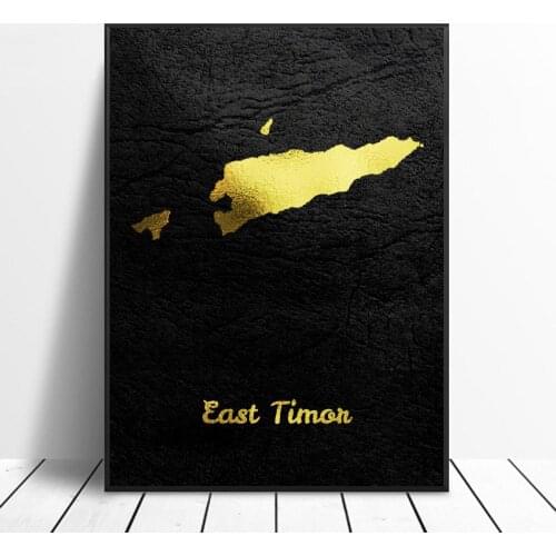Golden Map East Timor Canvas Painting Art Print Poster Picture Wall Modern Minimalist Bedroom Living Room Decoration