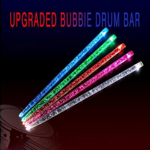 1 pair of drop-shaped head drum sticks 5A acrylic luminous colorful jazz drum hammer light stick drum for stage performance