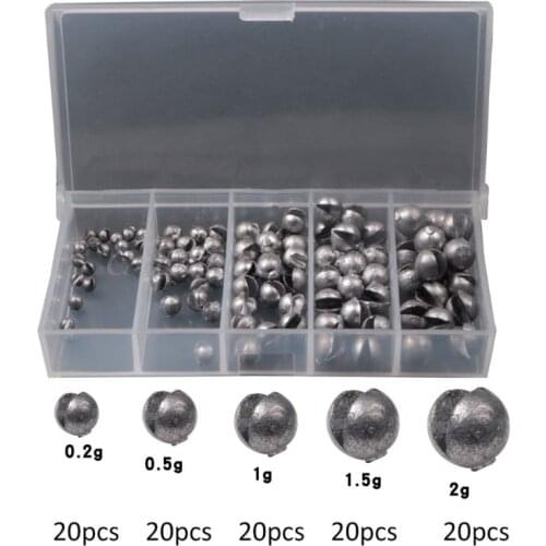 100 Pcs/box Open Bite Lead Set Bare Fishing-clip Drop Biting Round Plumb Bob Auxiliary Fishing Tackle Gear Drop Shipping