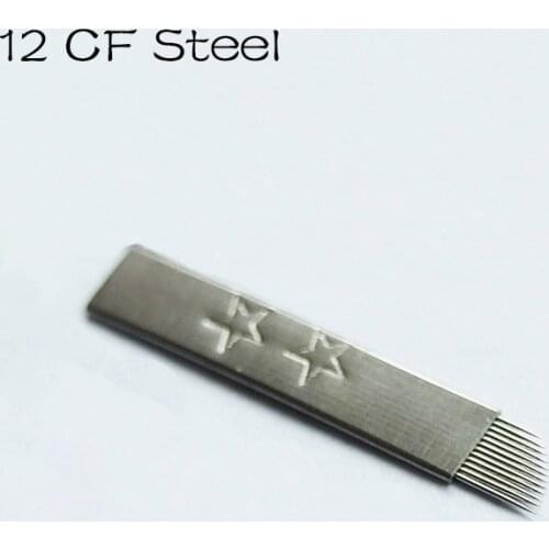 12CF Steel Needles Microblading Blade 12 Pin type Permanent Makeup Manual Eyebrow Flex 12 prong Sloped Blade