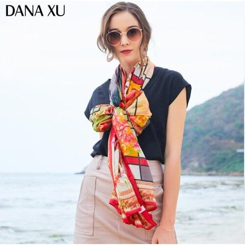 2019 Silk Long Scarf Luxury Brand Women New Design Beach Blanket Shawl Wear Swimwear Bandana Hijab Face Shield Foulard 245*110cm