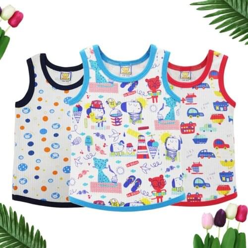 2021 Baby Boys Summer Sleeveless Tops Children Girls Pure Cotton Soft Vest O-Neck Toddler Shirt