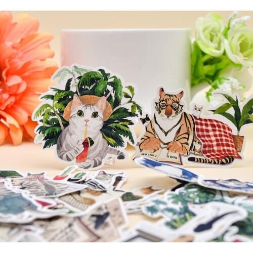 26pcs Hand drawing Cute fantasies Crazy Cat sticker Scrapbooking Decorative handbook journal stickers planner DIY Stationery