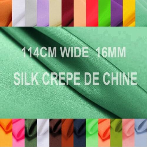 30 Colors!Green Blue Red Silk Crepe de Chine Fabric for Summer Dress Shirt Pants Pajamas Skirt 114CM Wide 16MM No.31-60 F005