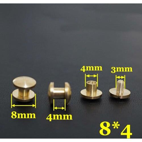 50pc Q2-8x4 Solid Brass belt screw Chicago Screw Leathercraft