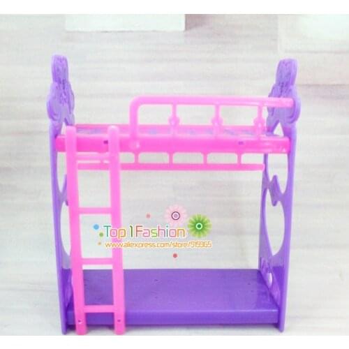 Free shipping girl birthday gift plastic bed for barbie doll mini kelly doll play house accessories gift toy for girl