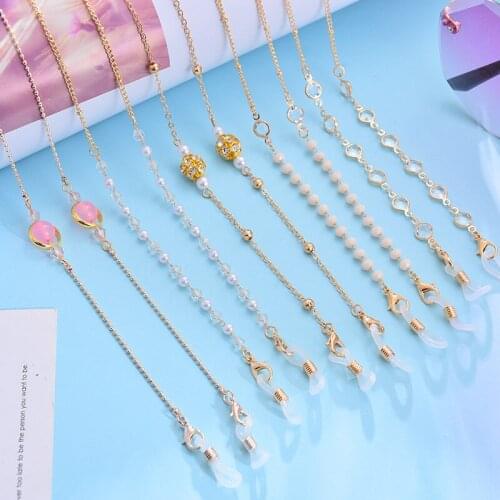 Fashion Eyeglasses Strap Chain Imitation Pearl Bead Mask Sunglasses Holder Glasses Eyewear Lanyards For Women Gril Chains