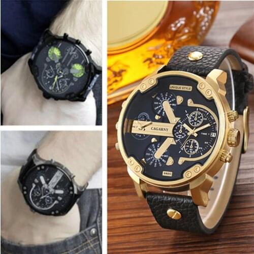 Mens Watches Top Brand Luxury Fashion Quartz Wristwatches Big Dial Golden Steel Watchband Military Sport Relogio Masculino