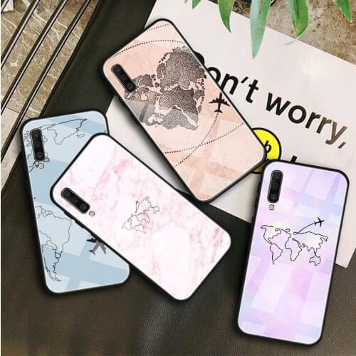 World Map Travel Plans Tempered Glass Case For Samsung Galaxy A10S A10E A20S A20E A30S A40 A50S A60 A70 A80 A90 A6 A7 A8 Shell