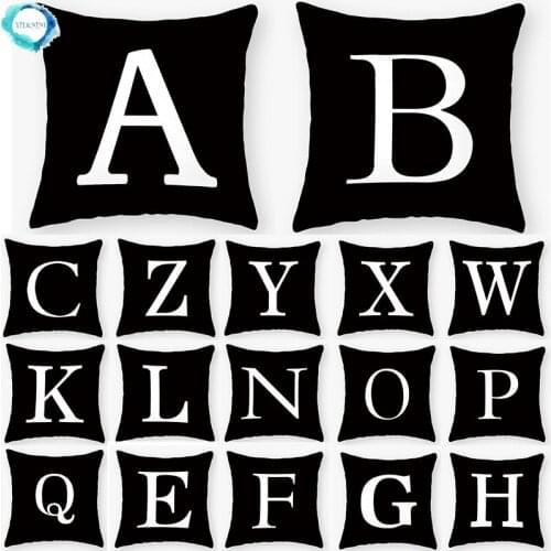 Black White Letters Sofa Decorative Cushion Cover Pillow Pillowcase Polyester 45*45cm Throw Pillow Home Decor Pillowcover