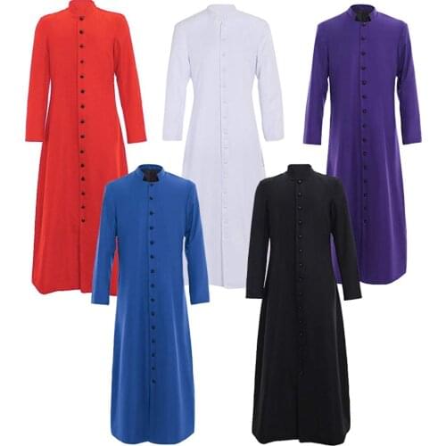Cosplaydiy Custom Made Single Breasted Roman Pastor Robe Cassock Clergy Vestment Costume Pulpit Cassock Costume Any Size L320
