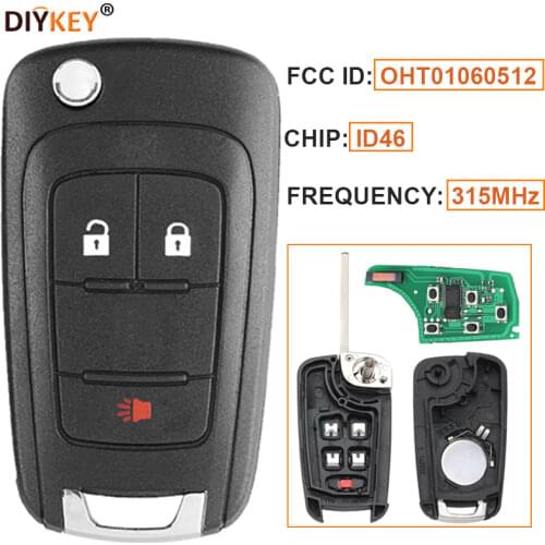 KEYECU Flip Remote Key Fob 2+1 Button 315MHz/433MHz ID46 for Chevrolet Equinox Sonic Spark GMC Terrain 2010-2017 OHT01060512