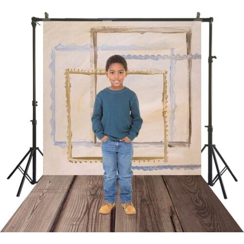 Watercolor Rectangular Frame Paint Photography BackDrops Polyester Traditional Studio Back Drops Wood Portrait Booth Backgrounds