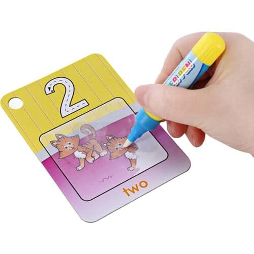 Water Drawing Card 26 Numbers Coloring Book With 2 Magic Pen Card Painting Board Math Learning Educational Toy Math Learning