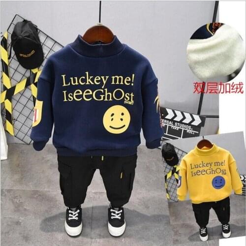 Baby Boy Clothes Brand new 2019 winter latest style high quality plush Sweater + plush pants 2-6years Children boys clothing