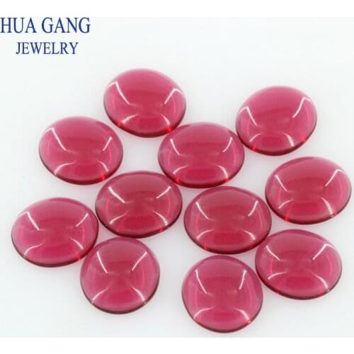 Red Stone Oval Shape Cabochon Cut Flat Bottom Loose Glass Beads Synthetic Gems Big Size 10X11MM For Jewelry Free Shipping