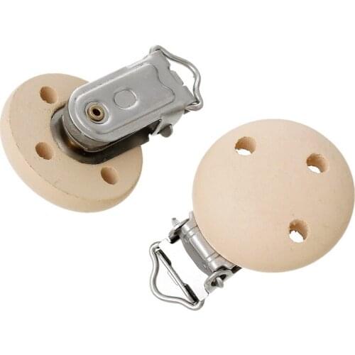 LF 5Pcs Wooden Metal Baby Pacifier Clips Solid Color Holders Cute Infant Soother Clasps Holders Accessories Diy Tool