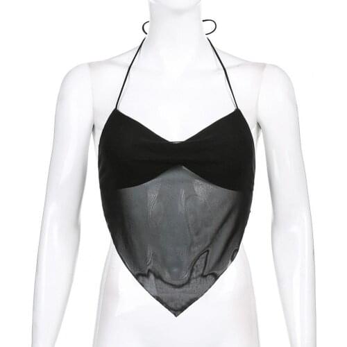 Tank Top Sleeveless Slim Sexy Backless Tie Up Halter for Vacation Backless Camisole Fashion Casual Tube Top V-neck Sexy Vest Top