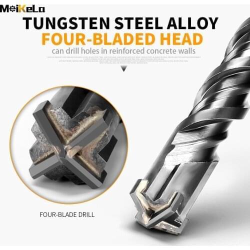 MeiKeLa Electric Hammer Drill Bits 22/25/28/30/32mm Cross Type Tungsten Steel Alloy SDS Square Handle