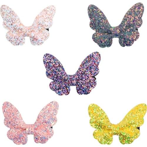 2020 Cute Hair Barrettes Glitter Butterfly Hair Clip Clamps Shiny Fashion Accessories for Girls and Women