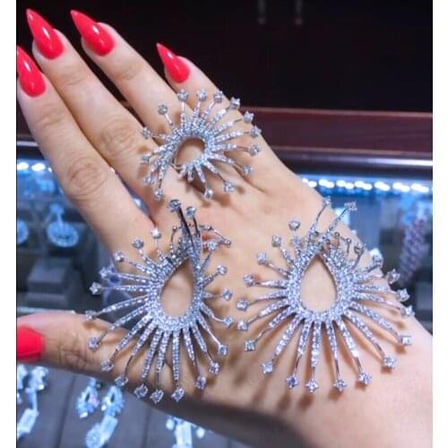 Missvikki Trendy Firework Big Stud Earring for Bridal Wedding Jewelry Luxury Gorgeous noble symbol High Level Cubic Zirconia