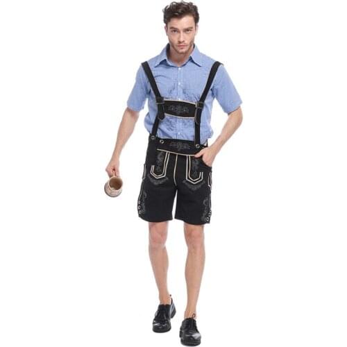 Sexy adult 2019 2pc/Set Adult Men Oktoberfest Costume Lederhosen Bavarian Octoberfest German Beer Man Costumes