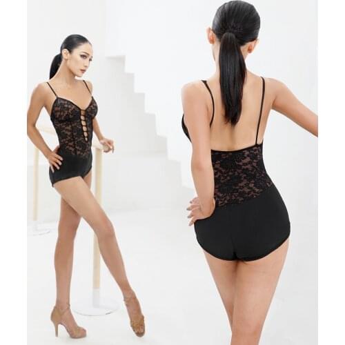 ZYMdancestyle New Arrivals Black Lace Bodysuit #2115 ZYM Latin Dance Top Wear with Bra Summer Collection Dancesport Slim Fit