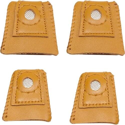 New 4 Pack Sewing Leather Thimble Finger Protector Tool for Knitting Quilting,Pin Pads,Needles Partner Needlework Accessory