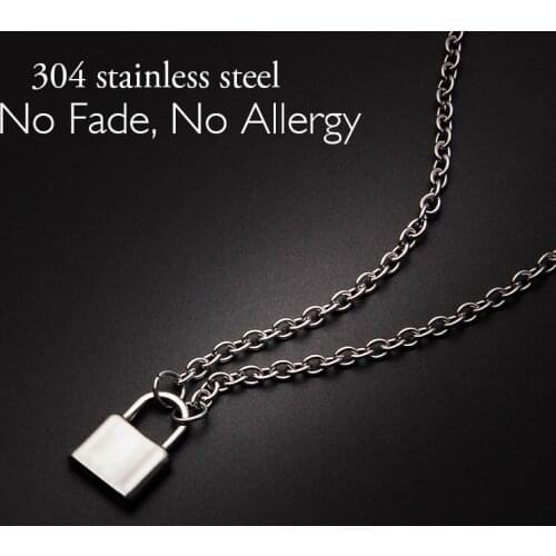 Stainless Steel Padlock Necklace For Women Lock Pendant Necklaces Padlock Chain Slot Ketting Friendship Necklace Colar Cadeado