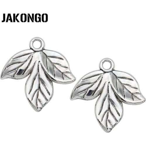 JAKONGO Tibetan Silver Plated Maple Leaf Charms Pendant for Bracelet Necklace Jewelry Making DIY Handmade Craft 20mm 10pcs