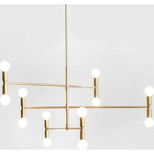Modern linear line ceiling chandelier light rotatable adjustable bronze gold hanging light lamp for dinning living room foyer