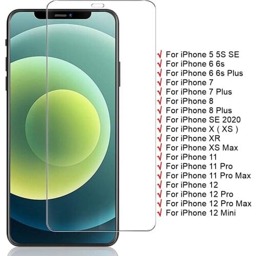 Full Cover Tempered Film On the For iPhone 11 12 Pro 7 8 6 6s Plus Screen Protector For iPhone X XR XS MAX SE 2020 5 5s 11 Glass