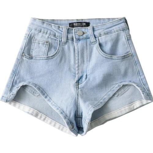 2021 Summer Women Shorts Casual Denim Shorts High Waist Short Jeans Women Vintage Hot Shorts Black Blue Jeans Irregular Fashion