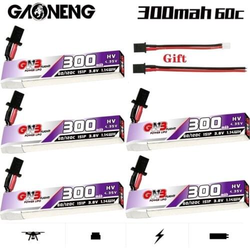 1-10Pcs GNB 1S 3.8V HV LiPo Battery 300mAh 60C MAX 120C GNB27 Plug For RC US65 UK65 Quadrotor Airplane FPV Racing Drone Part