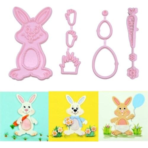 10 Pcs Easter Rabbit Tools Cookie Cutter Plastic Biscuit Cut Mold Baking Fruit Cut Cake Mold Embossing Printing Die