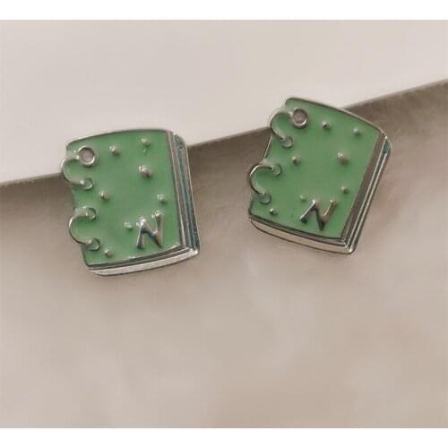 10pcs/lot DIY notebook jewelry candy color girls alloy dripping oil cute pendant book earrings necklace material accessories