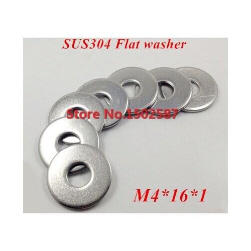 100 Pieces M4*16*1 Thick DIN 9021 Flat Washer A2-70 Stainless Steel SS304