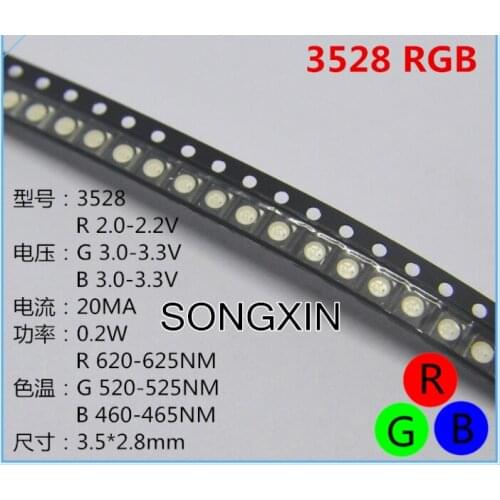 1000pcs 3528 RGB POWER TOP 1210 3528 SMD SMT PLCC-4 LED Common Anode Red Green Blue New light-emitting diodes RGB