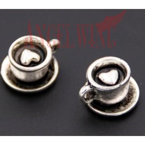 20pcs/lot--9x14mm, Coffee Cup chams, Antique silver plated 3D Lovely Coffee Cup charms,DIY supplies, Jewelry accessories