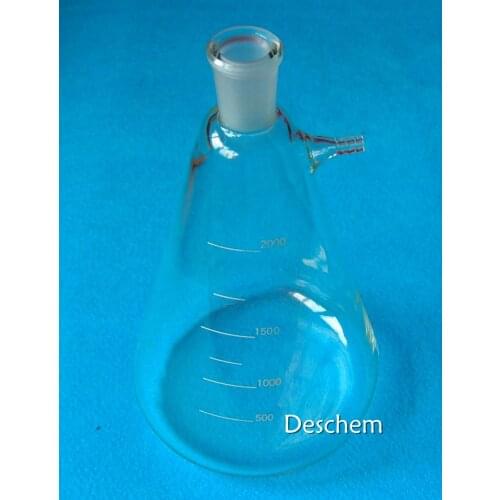 2000ml,24/40,Glass Filter Suction Flask,2L Filtration Bottle With Side Tube