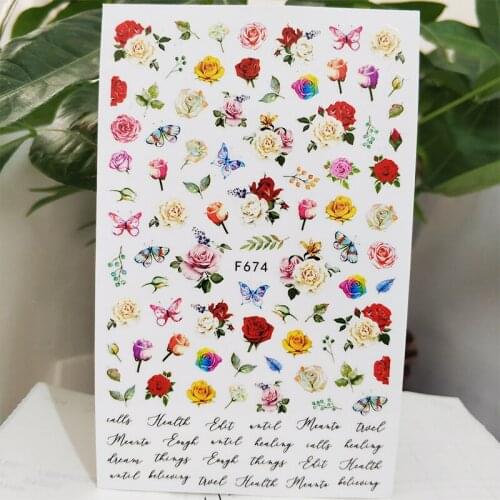 3D Nail Sticker Decals Self-adhesive Design Stickers for Nails Flower Butterfly Letter Stickers for Manicure Nail Art Decoration