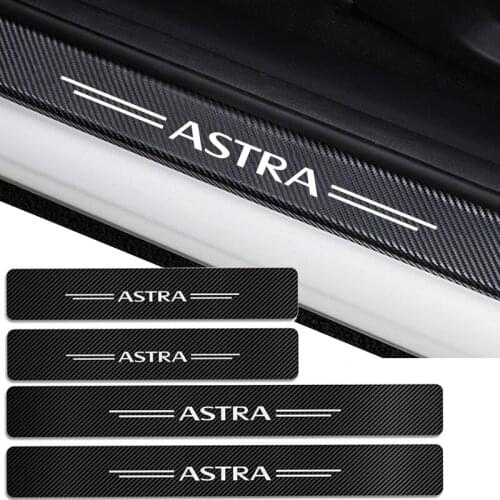 4pcs Car Door Sill Protector Sticker For OPEL VAUXHALL ASTRA Logo Emblem Entry Threshold Kick Plate Guard Trim Strip 3D Carbon