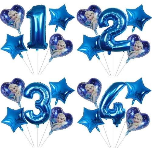 5Pcs Cartoon Frozen Princess Elsa Foil Balloons Set 30inch Number Globos Baby Shower Happy Birthday Party Decorations Kids Toys