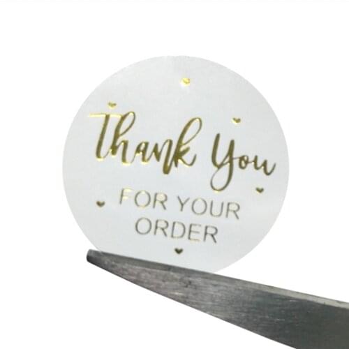 500 pcs/roll Transparent Adhesive Sticker Gold Foil Thank You Stickers Envelope Gift Cards Seal Label