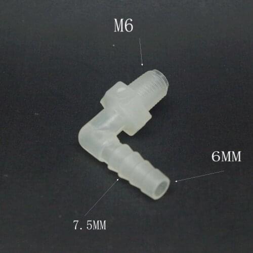6*M6 Elbow screw thread type Aquarium Connector Tube Joiner Material PE Plastic Fitting Tank Water Tube Adapter