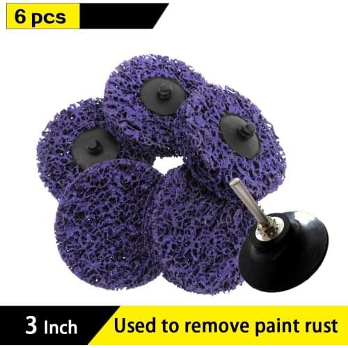 6PCS 3"75mm Quick Change Roloc Abrasive Disc Easy Strip & Clean Grinding Wheels with 1pc Backing Pad