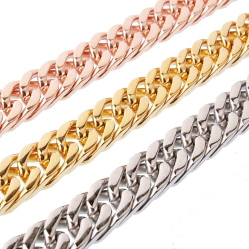 8/10/12MM Double Cuban Curb Link Chain Stainless Steel Silver Color/Gold/Rose Gold Necklace Or Bracelet Bangle 7-38" Wholesale