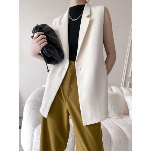 2021New Style Office Ladies Single-button Sleeveless Blazer Vest Women Casual Slim belt Waist Suit Jacket Quality Outwear Coats