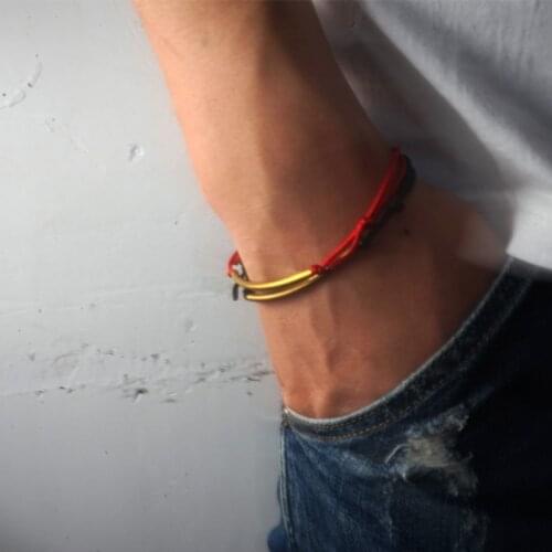 Brass Charm Bracelets Red&Black Rope Bracelets For Men Lucky Bracelets For Women Fashion J